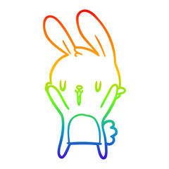 rainbow gradient line drawing cute cartoon rabbit