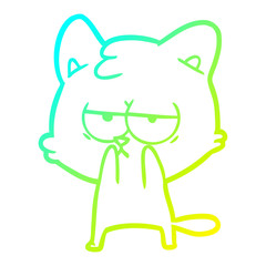 Obraz premium cold gradient line drawing bored cartoon cat