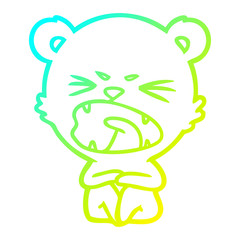 cold gradient line drawing angry cartoon bear