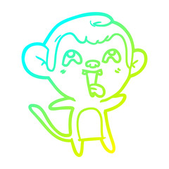 cold gradient line drawing crazy cartoon monkey