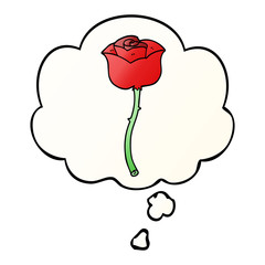 cartoon rose and thought bubble in smooth gradient style