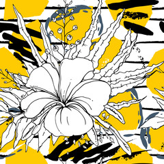 Tropical, stripe, animal motif. Seamless pattern