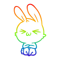 rainbow gradient line drawing cute cartoon rabbit