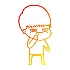 warm gradient line drawing angry cartoon boy