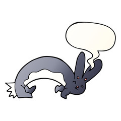 funny cartoon rabbit and speech bubble in smooth gradient style