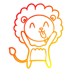 warm gradient line drawing happy cartoon lion