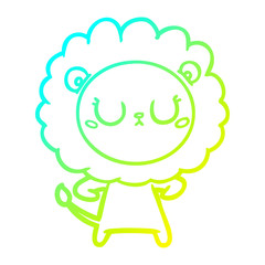 cold gradient line drawing cartoon lion