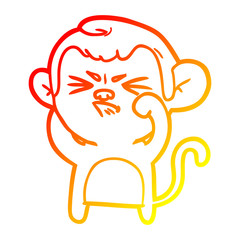 warm gradient line drawing cartoon angry monkey