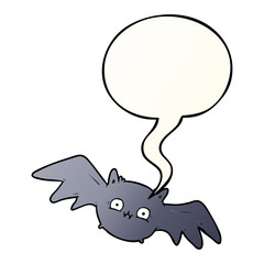 cartoon vampire halloween bat and speech bubble in smooth gradient style