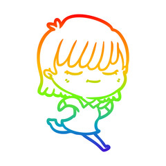 rainbow gradient line drawing cartoon woman