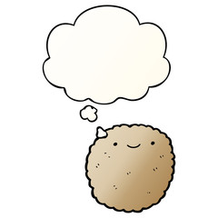 cartoon biscuit and thought bubble in smooth gradient style