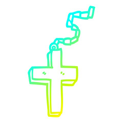 cold gradient line drawing cartoon gold crucifix