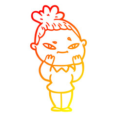 warm gradient line drawing cartoon woman