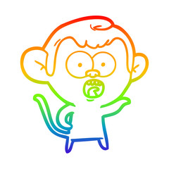 rainbow gradient line drawing cartoon shocked monkey