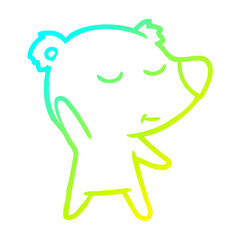 cold gradient line drawing happy cartoon polar bear