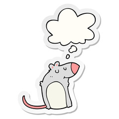 cartoon fat rat and thought bubble as a printed sticker