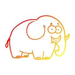 warm gradient line drawing cartoon elephant