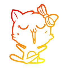 warm gradient line drawing cartoon cat