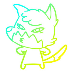 cold gradient line drawing clever cartoon fox
