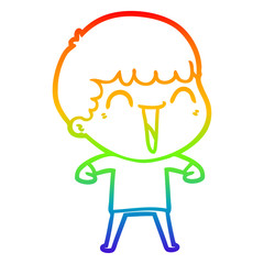 rainbow gradient line drawing cartoon happy man
