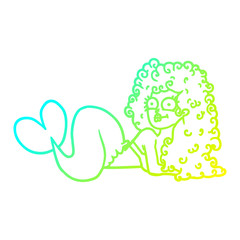 cold gradient line drawing cartoon mermaid