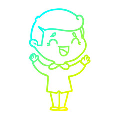 cold gradient line drawing cartoon laughing man