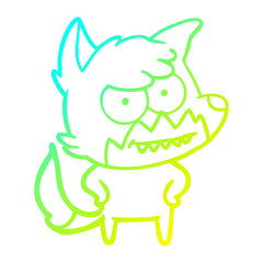 cold gradient line drawing cartoon grinning fox