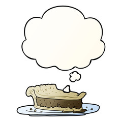 cartoon meat pie and thought bubble in smooth gradient style