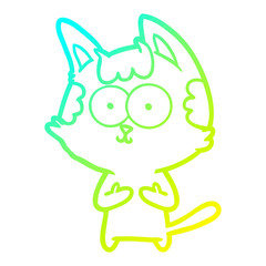 cold gradient line drawing happy cartoon cat
