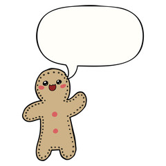 cartoon gingerbread man and speech bubble