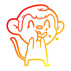 warm gradient line drawing crazy cartoon monkey