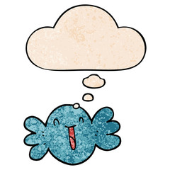 cartoon happy candy and thought bubble in grunge texture pattern style