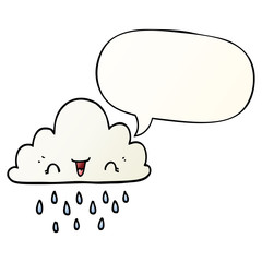 cartoon storm cloud and speech bubble in smooth gradient style