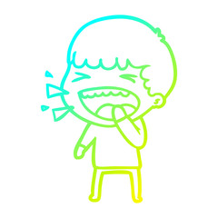 cold gradient line drawing cartoon laughing man