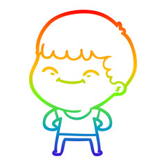 rainbow gradient line drawing cartoon happy boy