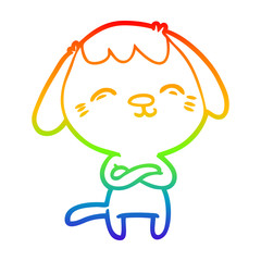 rainbow gradient line drawing happy cartoon dog