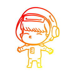 warm gradient line drawing cartoon curious astronaut