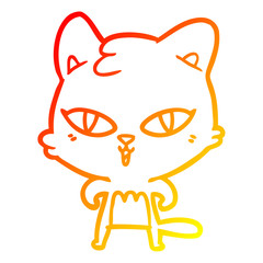 Obraz premium warm gradient line drawing cartoon cat