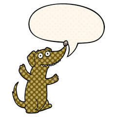 cartoon dog and speech bubble in comic book style