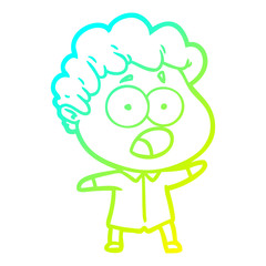 cold gradient line drawing cartoon man gasping in surprise