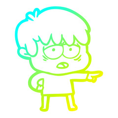 Obraz premium cold gradient line drawing cartoon exhausted boy