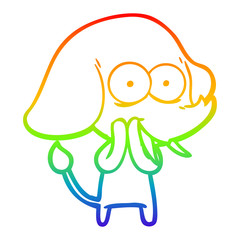 rainbow gradient line drawing happy cartoon elephant