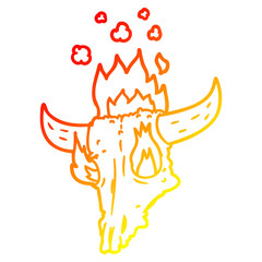 warm gradient line drawing spooky flaming animals skull cartoon