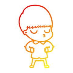 Fototapeta premium warm gradient line drawing cartoon calm boy