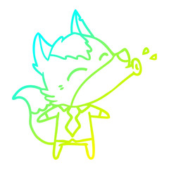 cold gradient line drawing howling wolf boss cartoon