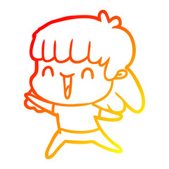 warm gradient line drawing cartoon woman