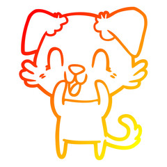 warm gradient line drawing laughing cartoon dog