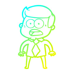 cold gradient line drawing cartoon shocked man