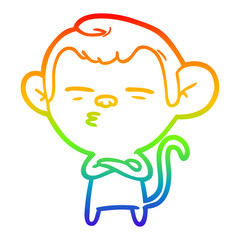 rainbow gradient line drawing cartoon suspicious monkey