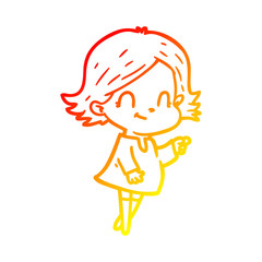 warm gradient line drawing cartoon friendly girl